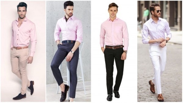 Как носить розовую рубашку