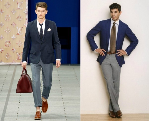 С чем можно комбинировать серые мужские брюки?