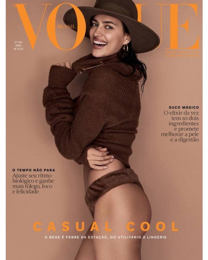 В шляпе и меховом бикини: Ирина Шейк для бразильского Vogue