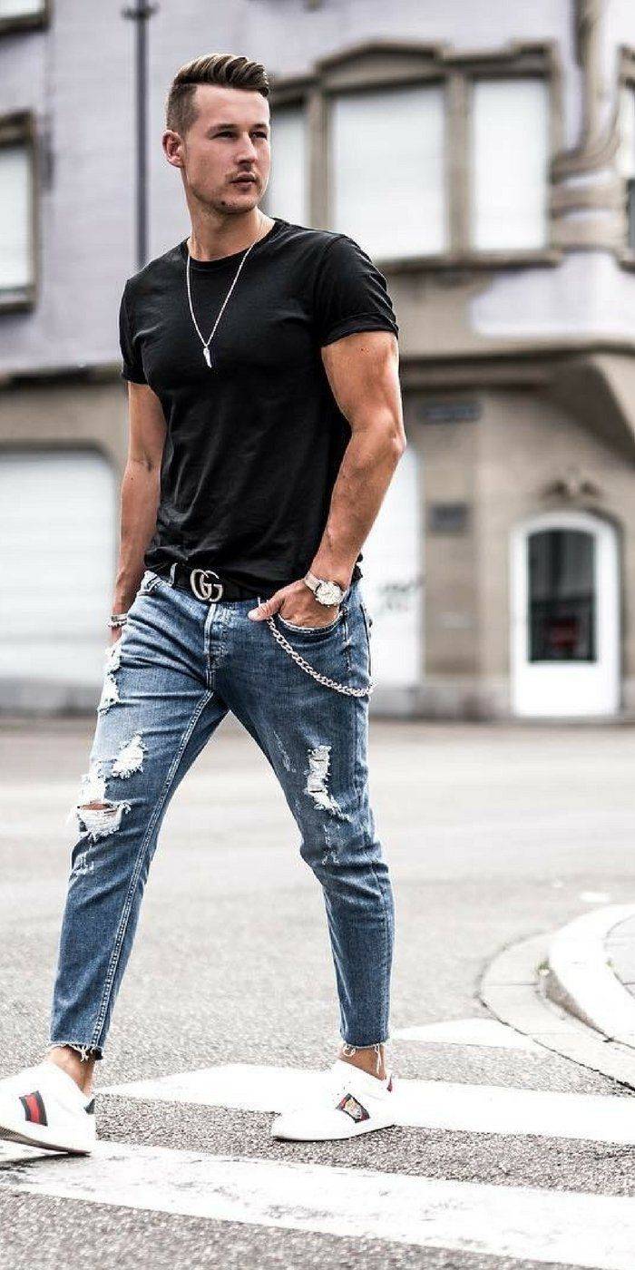 Мужские кеды в джинсах